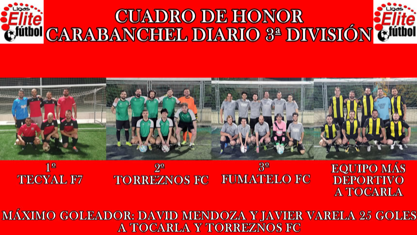 CUADRO DE HONOR CARABANCHEL DIARIO 3ª DIVISIÓN